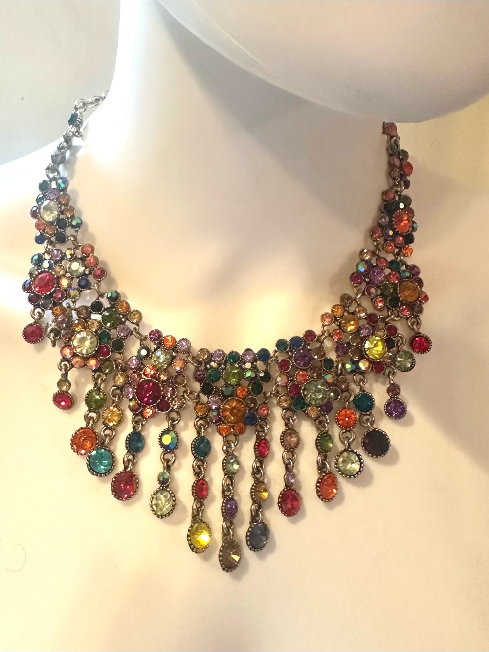 T.J.Maxx Multicolor Crystal Fringe Necklace